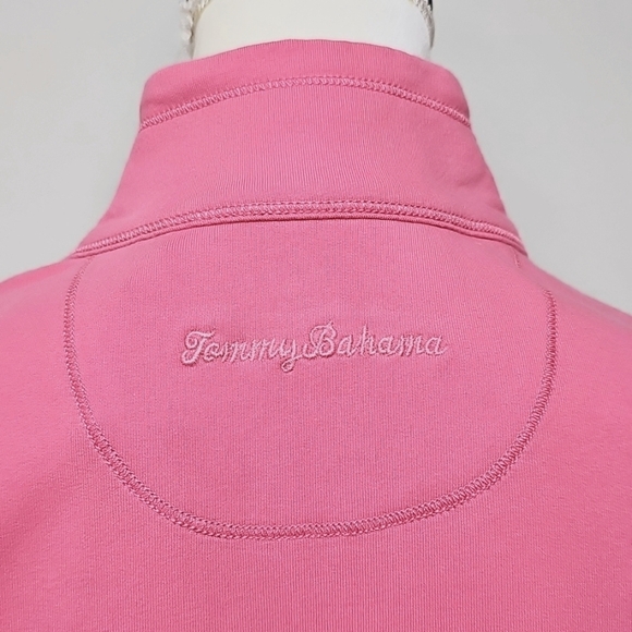 Tommy Bahama Pink Floral Embroidered  1/2 Zip. Terry Knit, New, Size Med - Picture 6 of 11
